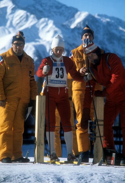 Władysława Majerczyk-Tragarz na starcie w igrzyskach olimpijskich w Innsbrucku w 1976 r.