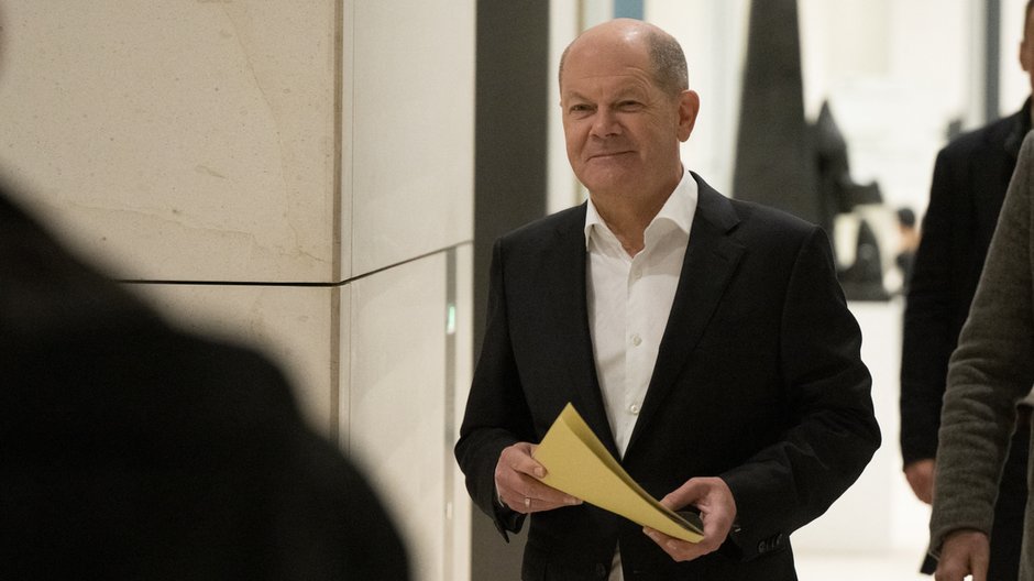 Kanclerz Niemiec Olaf Scholz w Berlinie, 11 stycznia 2024 r.