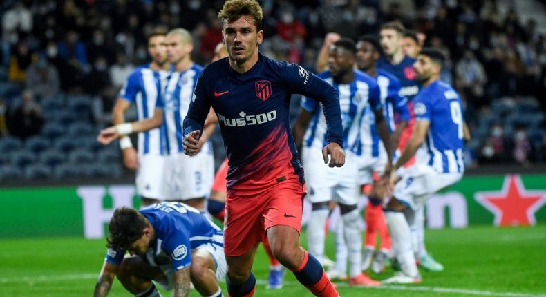 Antoine Griezmann got the opener as Atletico Madrid beat Porto to qualify for the Champions League last 16 Creator: MIGUEL RIOPA