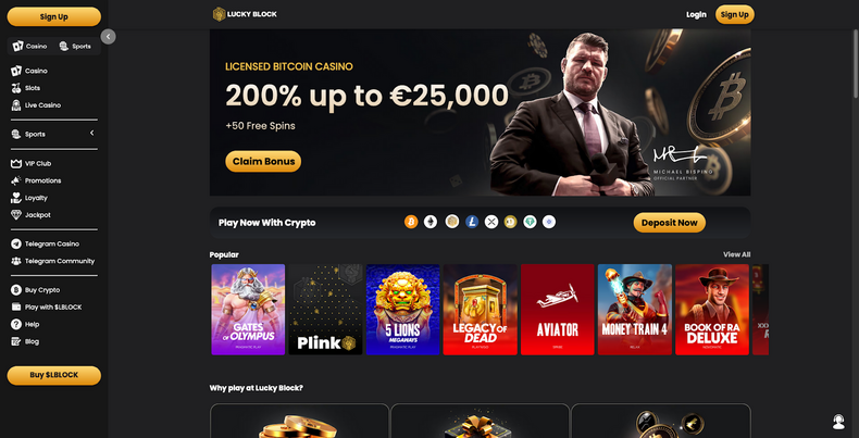 5. Lucky Block - Best Casino for BTC Slots