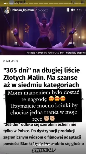 Blanka Lipińska komentuje szansę na nominacje do Złotych Malin / Instagram Blanki Lipińskiej