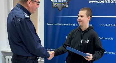 13-letni Kuba z Bełchatowa  uratował mężczyznę, którego przygniótł samochód. Otrzymał podziękowania od policji