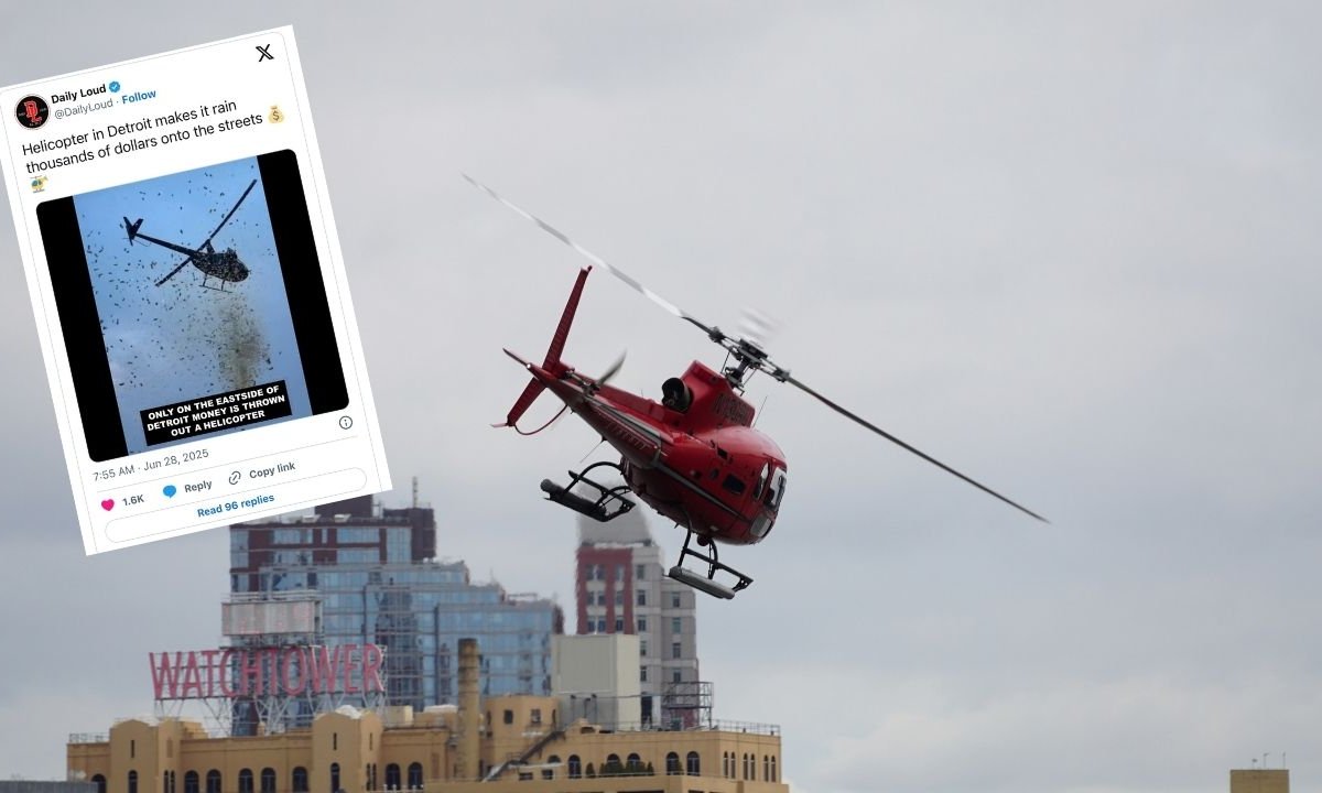 Rozrzucono banknoty z helikoptera. Niecodzienna wola zmarłego