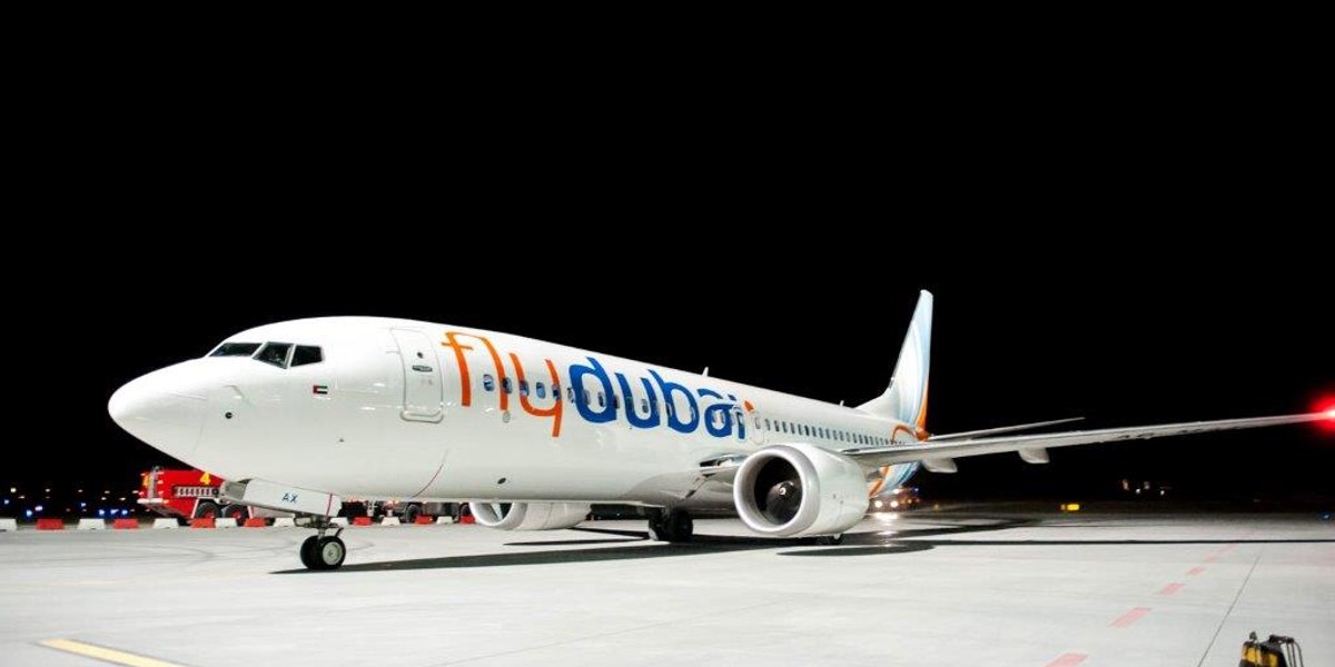 Inauguracyjny lot flydubai na trasie Dubaj-Kraków-Dubai 8 kwietnia 2018 r. Połączenie obsługiwane jest Boeingami 737 MAX 8