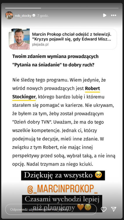 Robert Stockinger o wywiadzie Marcina Prokopa