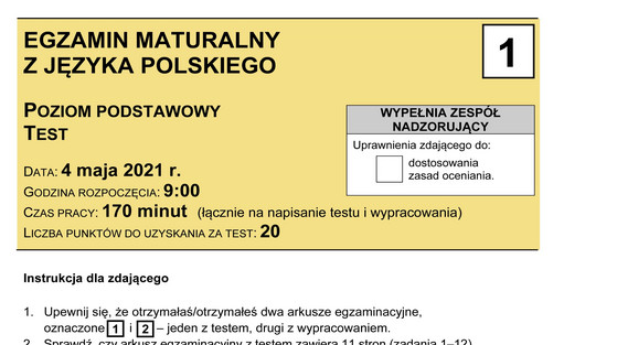 Matura 2021. Egzamin z języka polskiego: tematy, arkusze egzaminacyjne CKE