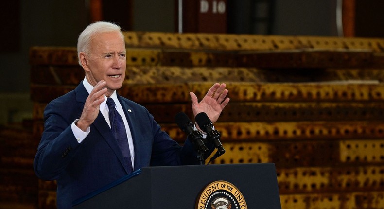 President Joe Biden unveils part of his infrastructure plan in Pittsburgh on March 31.
