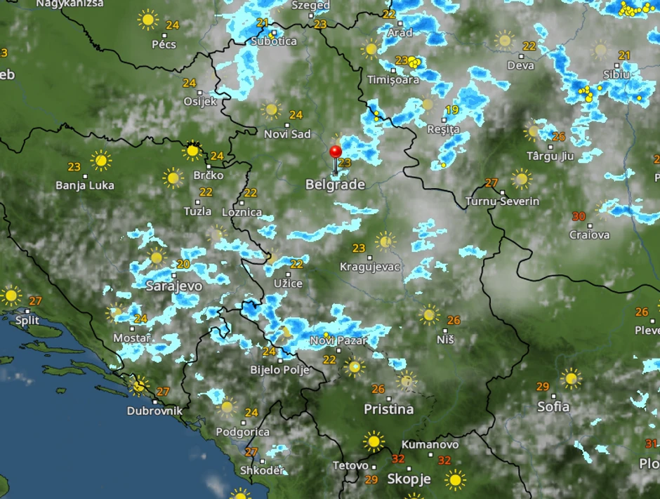 Kretanje nevremena u 17 sati