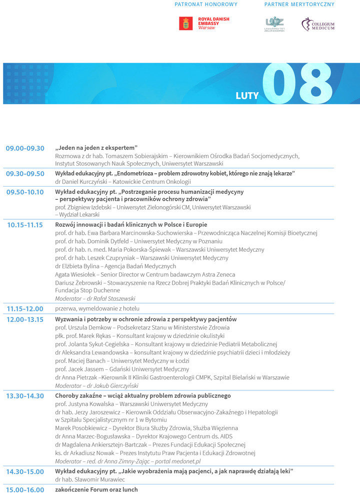 Program XVIII Forum Organizacji Pacjentów