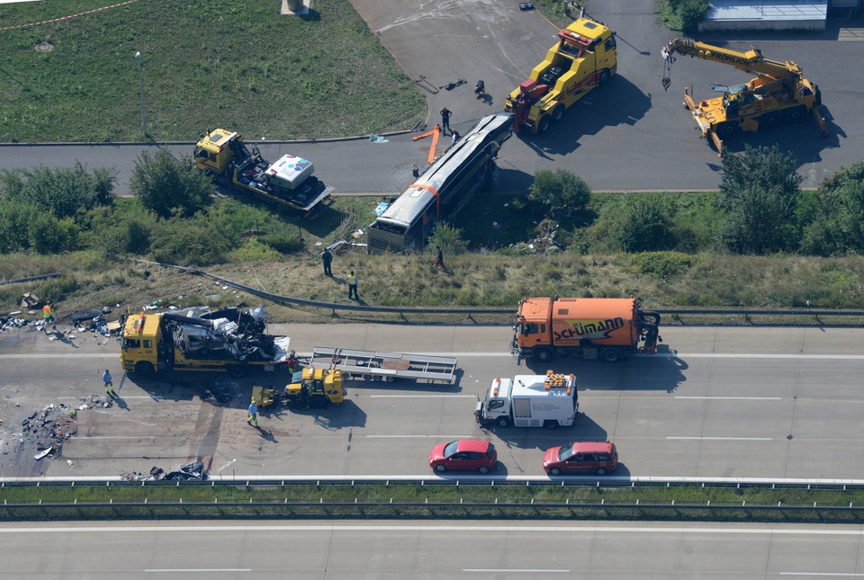 GERMANY BUS ACCIDENT (Nine killed, 40 injured in multiple bus crash near Dresden)