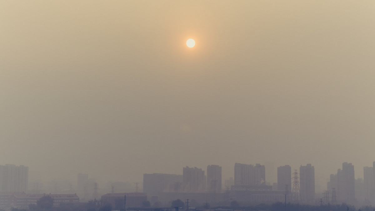 Warszawa zmaga się ze smogiem. Budynki w centrum miasta spowite są szarą mgłą, a z zegara zamieszczonego na Pałacu Kultury i Nauki trudno odczytać godzinę.