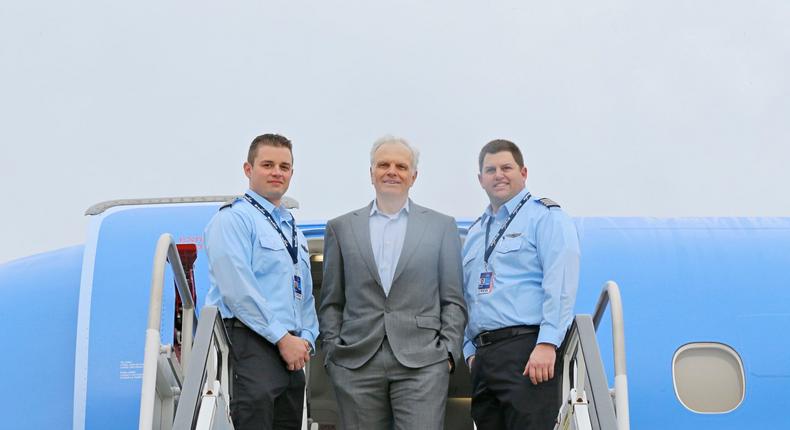 Breeze Airways pilots with David Neeleman.
