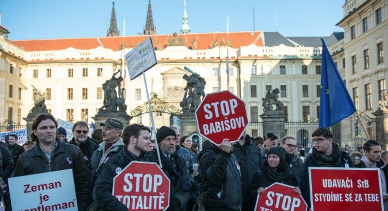 Protesters in Prague rally against Prime Minister Andrej Babis