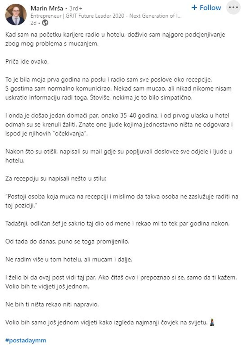 Marinovo iskustvo iz hotela