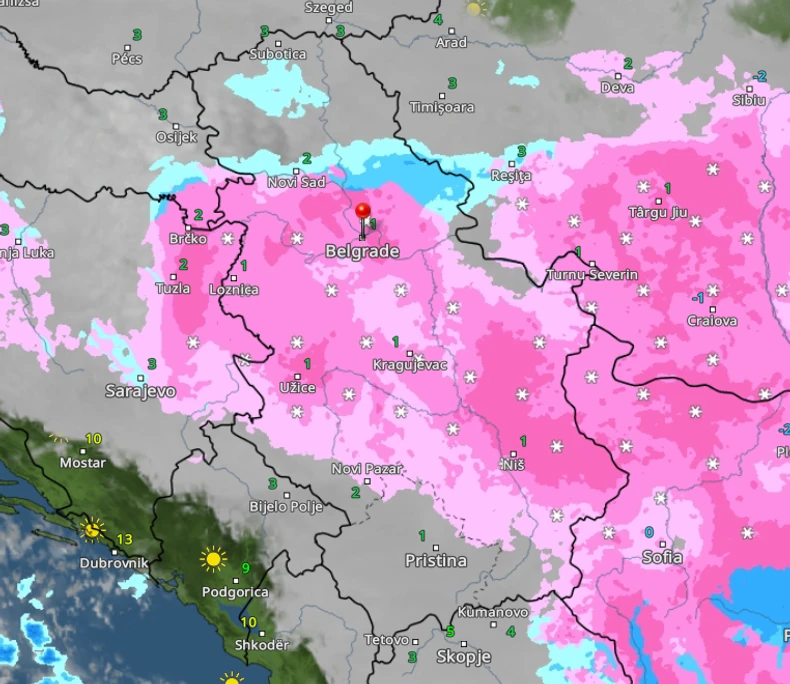 Kretanje padavina u Srbiji u 11 časova 