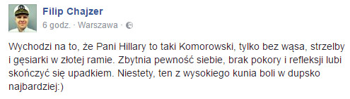 Gwiazdy reagują na wygraną Donalda Trumpa: Filip Chajzer na Facebooku