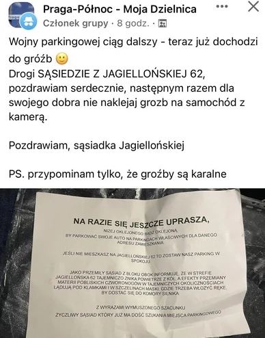 Post na grupie "Praga Północ - Moja Dzielnica"