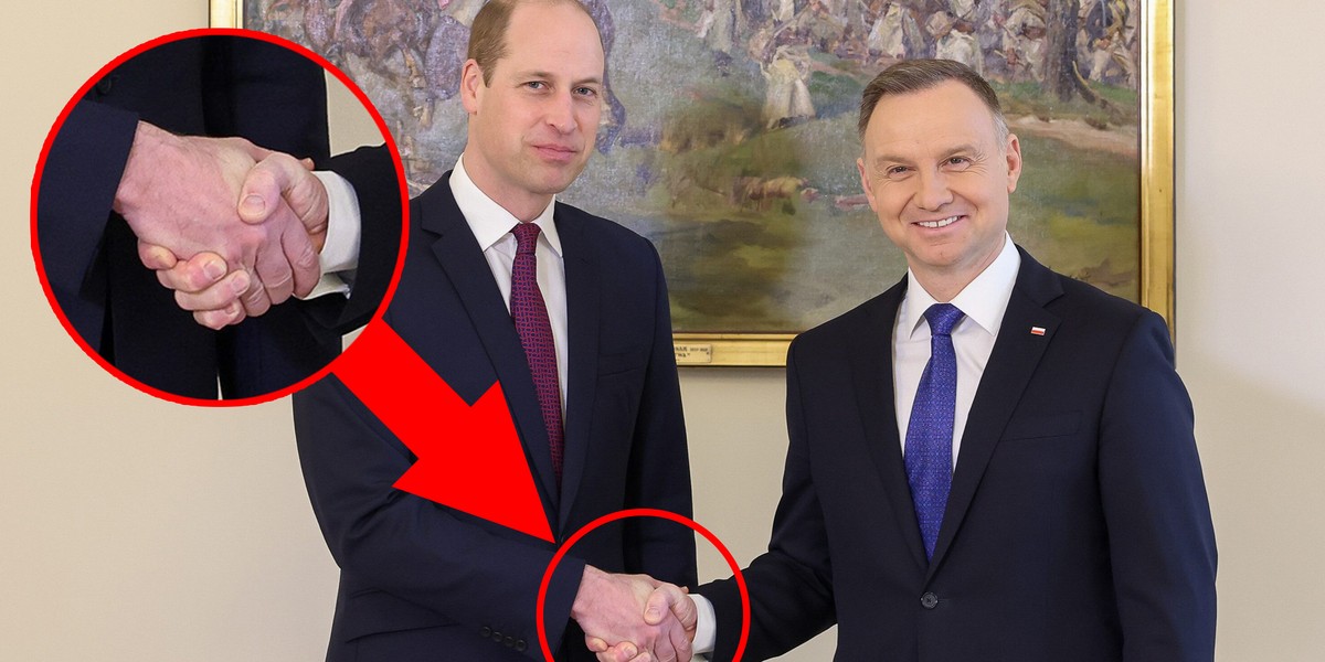 Andrzej Duda pokazał, że ma siłę w rękach! Tak mocno ścisnął dłoń księcia Williama, że aż...