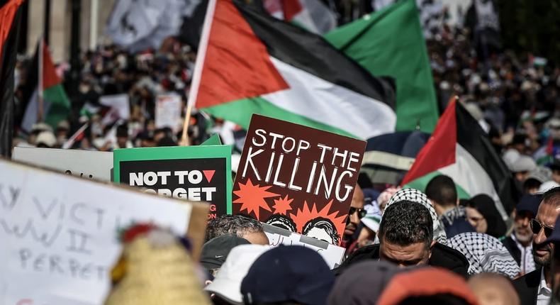 Maroc  manifestation en soutien aux palestiniens de la bande de Gaza