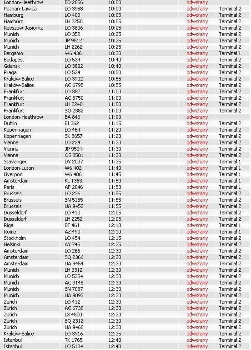 Europa sparaliżowana. Prawie nic nie lata