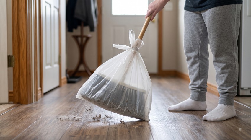 Plastična kesa na metli
