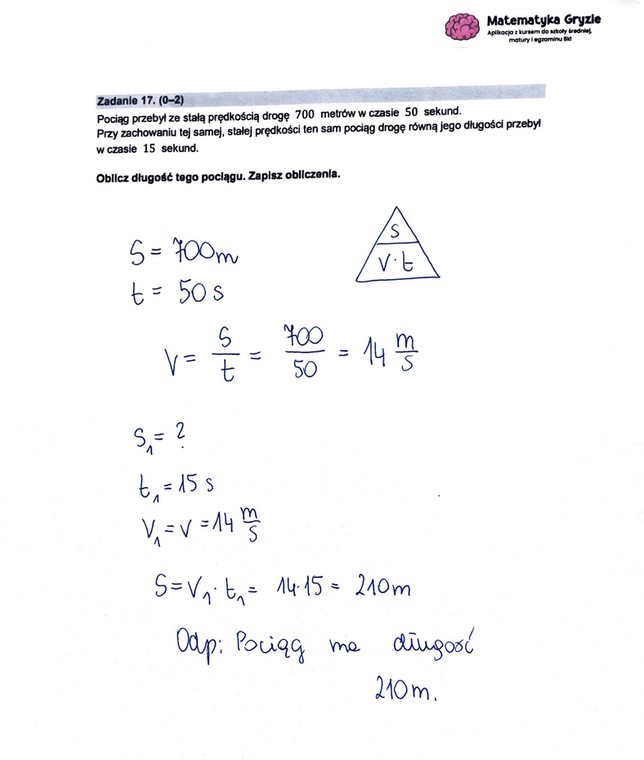 Egzamin ósmoklasisty 2023: matematyka. Zadanie nr 17