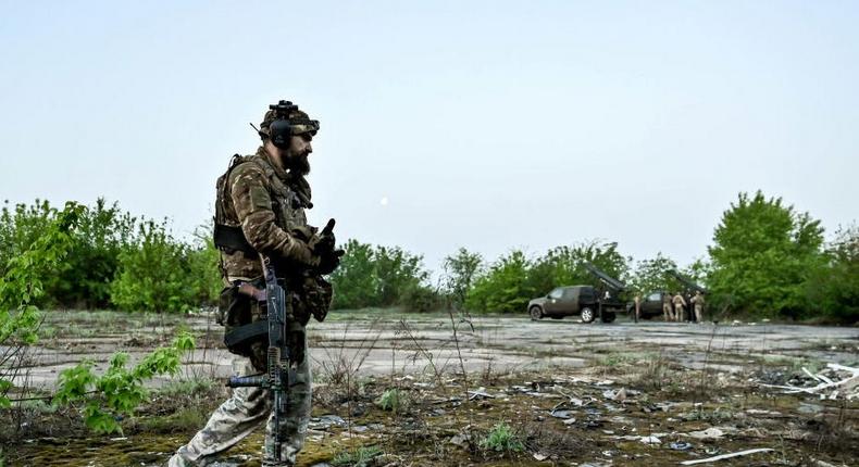 Ukrainian soldiers have been using old equipment donated by the UK. Pictured is a soldier in uniform from the Steppe Wolves all-volunteer unit in Ukraine.NurPhoto/Getty Images