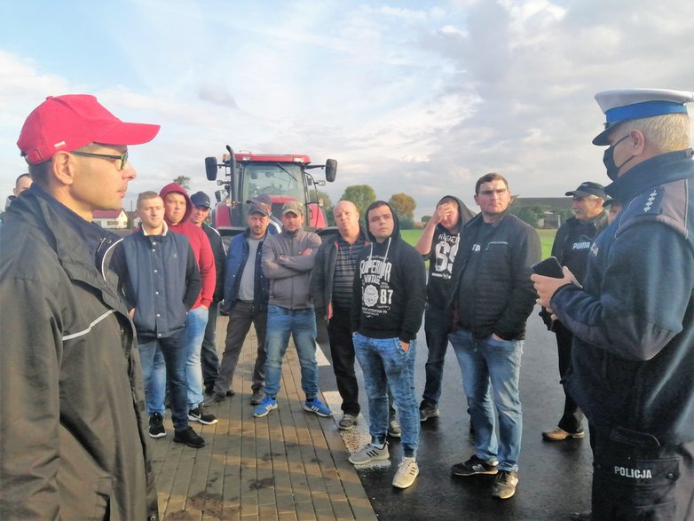 Protest rolników w okolicach Łowicza