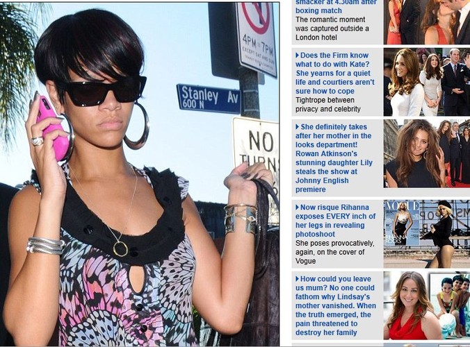Rihanna w najnowszej fryzurze  Fot. dailymail.co.uk