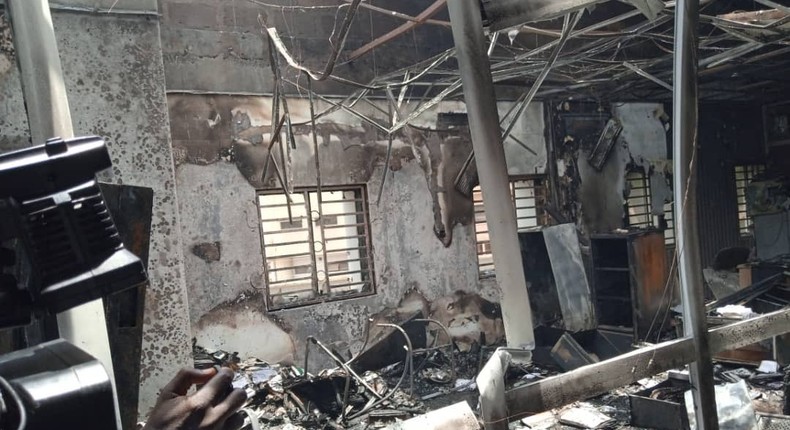 INEC says the fire did not cause any substantial damage to the building [INEC]