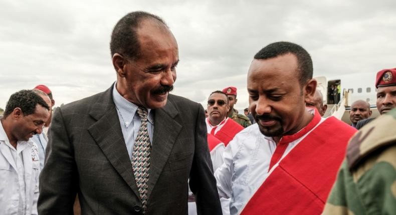 Peacemakers: Abiy Ahmed, right, and Eritrean President Isaias Afwerki in November 2018