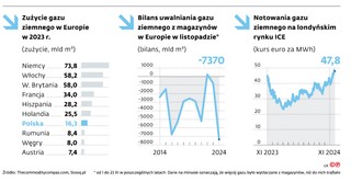 Zużycie gazu ziemnego w Europie w 2023 r.