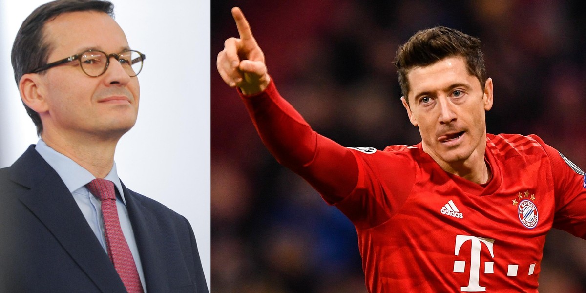 Robert Lewandowski i Mateusz Morawiecki sklejka