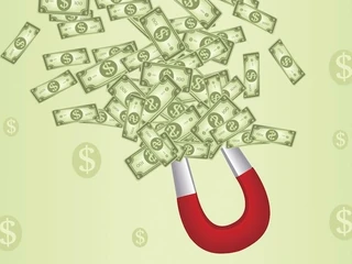 vector image of magnet attracting money