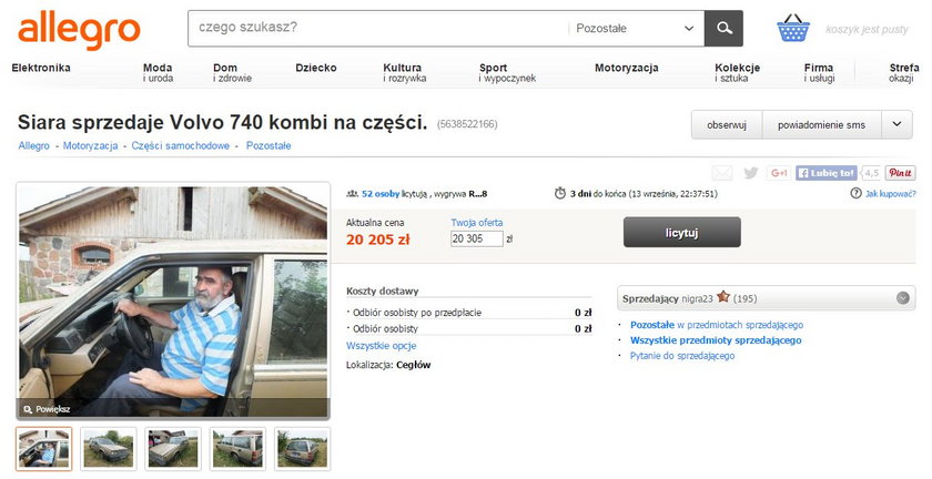 Janusz Rewiński sprzedaje w internecie 27-letnie Volvo. Za 20 tysięcy