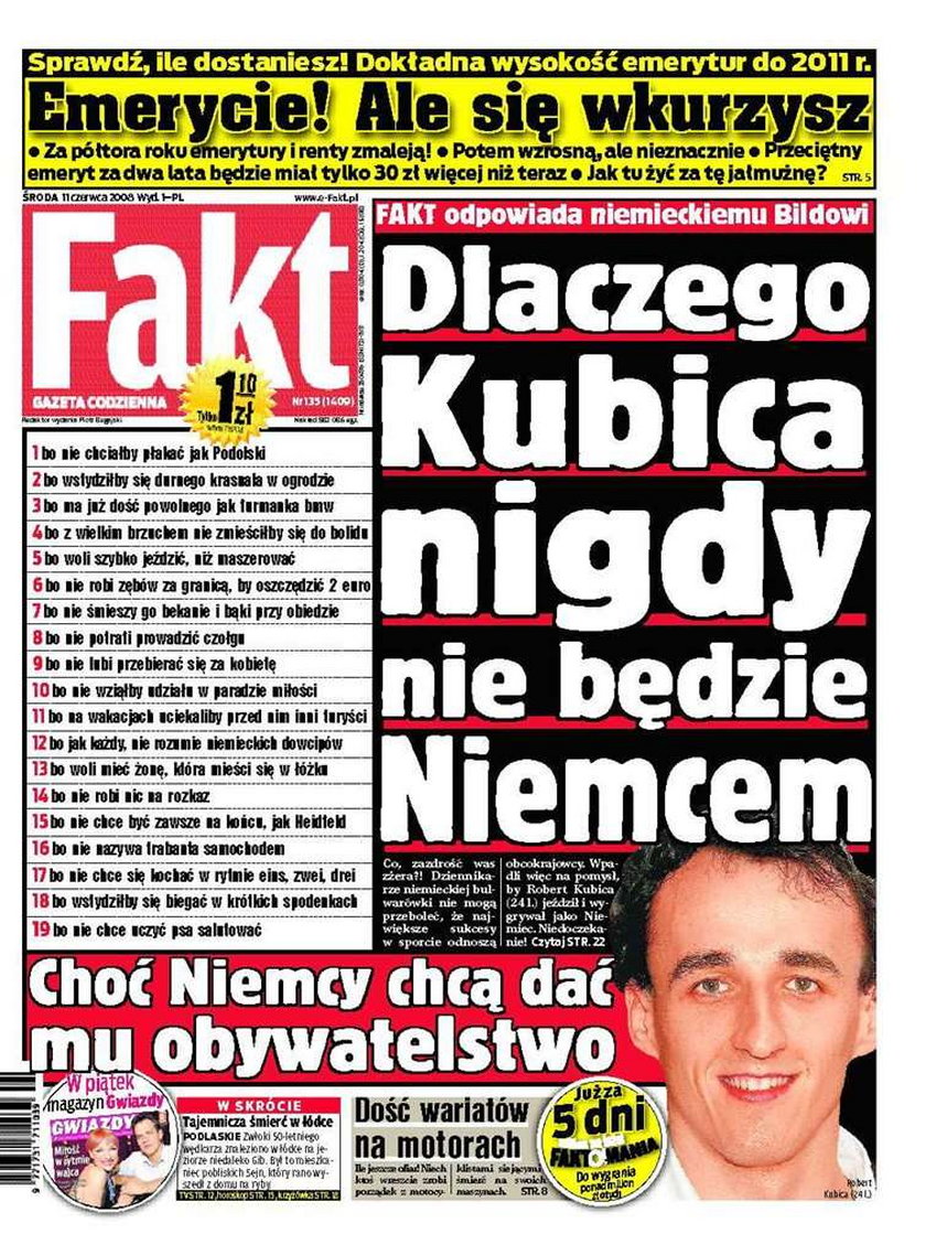 Dlaczego Kubica nigdy nie będzie Niemcem...