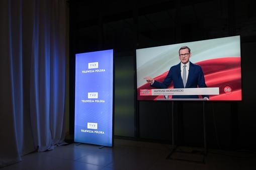 Premier Mateusz Morawiecki na debacie wyborczej w TVP