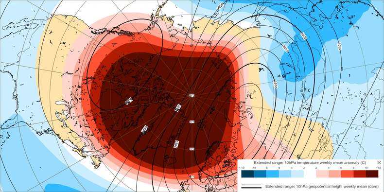 W trzeciej dekadzie grudnia w stratosferze może dojść do nagłego i dużego wzrostu temperatury