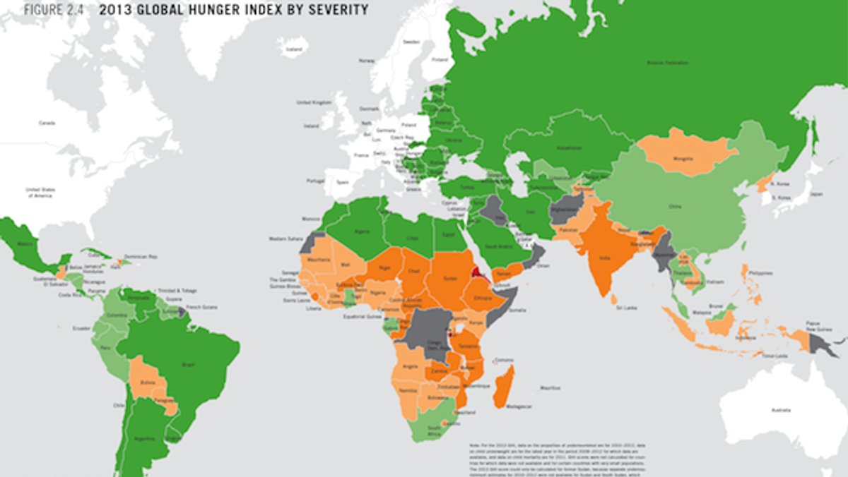 Mapa głodu na świecie. źródło: FAO