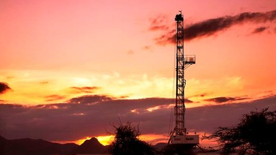 An oil rig used in drilling at the Ngamia-1 well on Block 10BB, in the Lokichar basin, which is part of the East African Rift System, is seen in Turkana County.