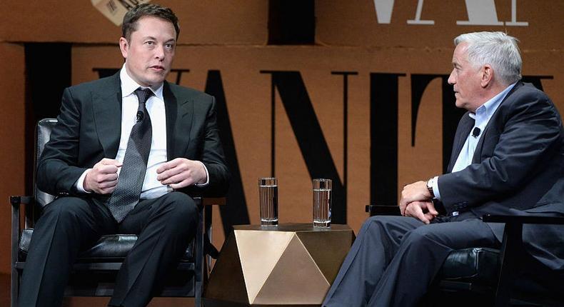 Elon Musk (left) allowed Walter Isaacson (right) to shadow him for three years for the biography.Michael Kovac/Getty Images for Vanity Fair