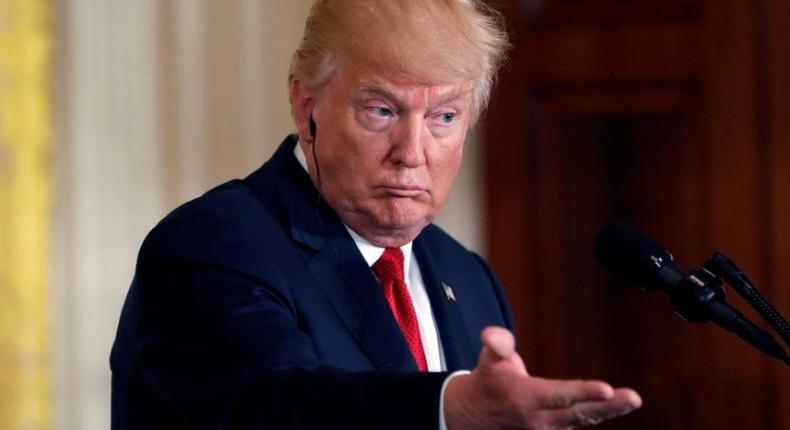 U.S. President Donald Trump holds a joint news conference with Italian Prime Minister Paolo Gentiloni at the White House in Washington