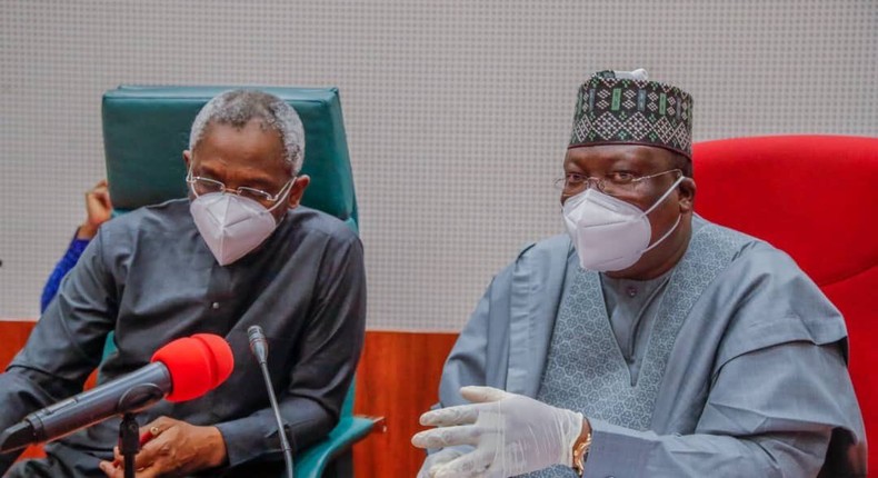 President of the Senate, Ahmaad Lawan and Speaker of the House of Representatives, Femi Gbajabiamila. [Twitter/@SPNigeria]