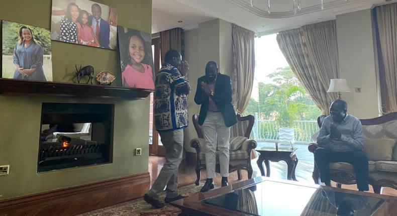 William Ruto with Raila Odinga at Raphael Tuju's home in Karen in March 2020