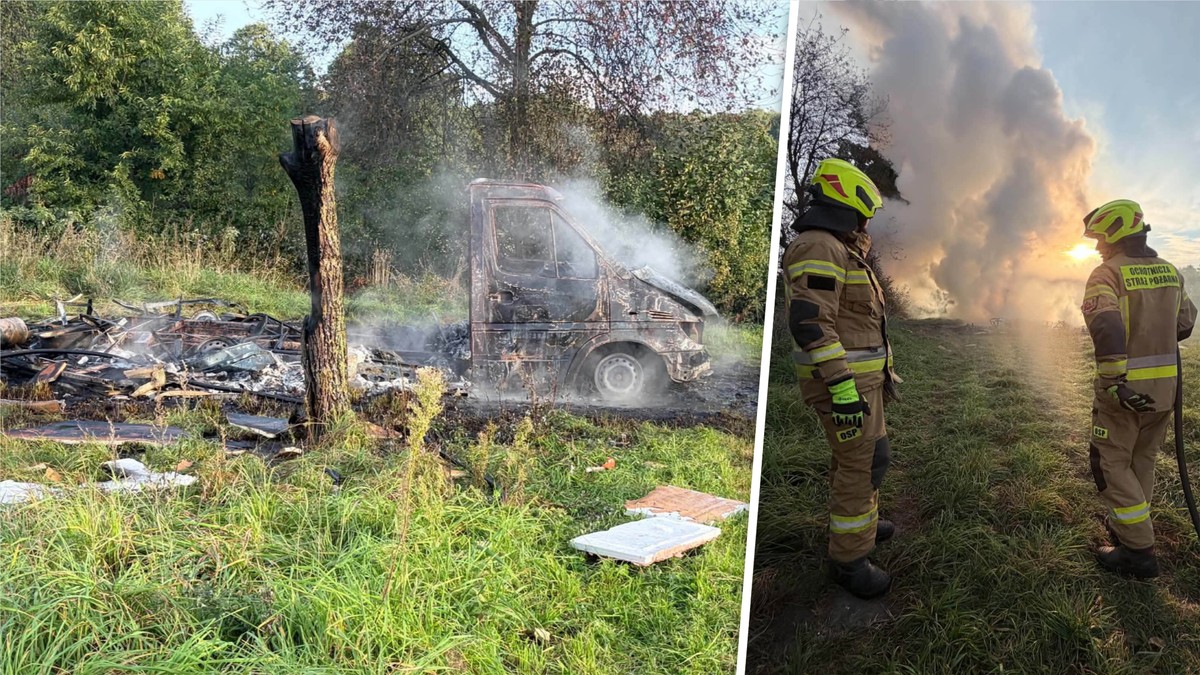 Ciało młodej kobiety znaleziono w lesie po pożarze kampera w Połajewicach