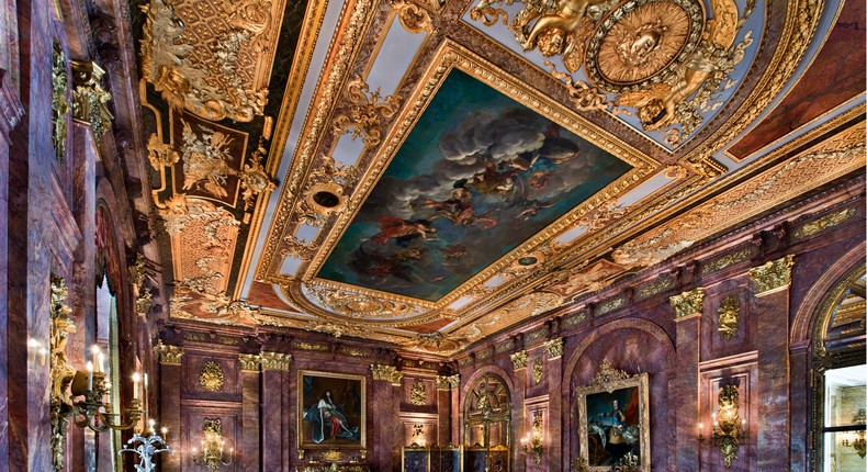 The Dining Room was modeled after the Salon of Hercules at the Palace of Versailles.