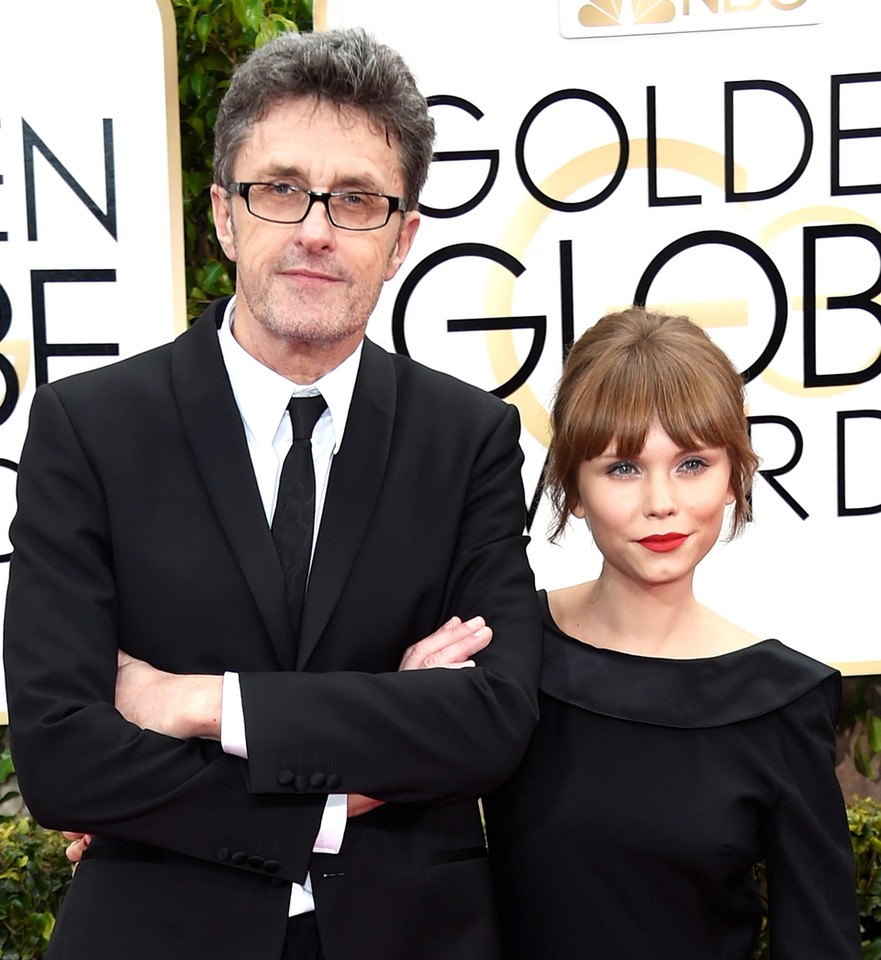 Agata Trzebuchowska i Paweł Pawlikowski na rozdaniu Złotych Globów