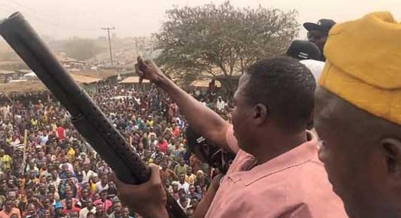 Sunday Igboho  addressing his supporters in Oyo state on Friday, January 22, 2021. (The Nigerian Lawyer)