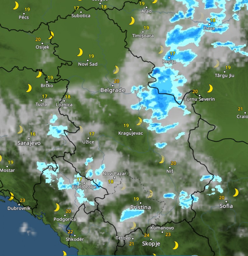 Kretanje nevremena u 22 sata