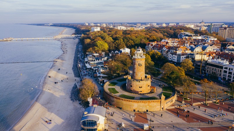 Morze Bałtyckie Bałtyk Plaża Latarnia morska Kołobrzeg Lighthouse,And,Port,In,Ko?obrzeg.